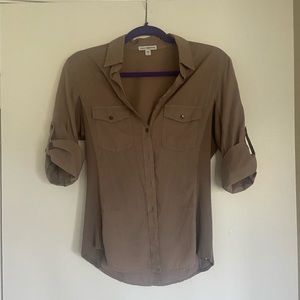 Tan button fitted shirt